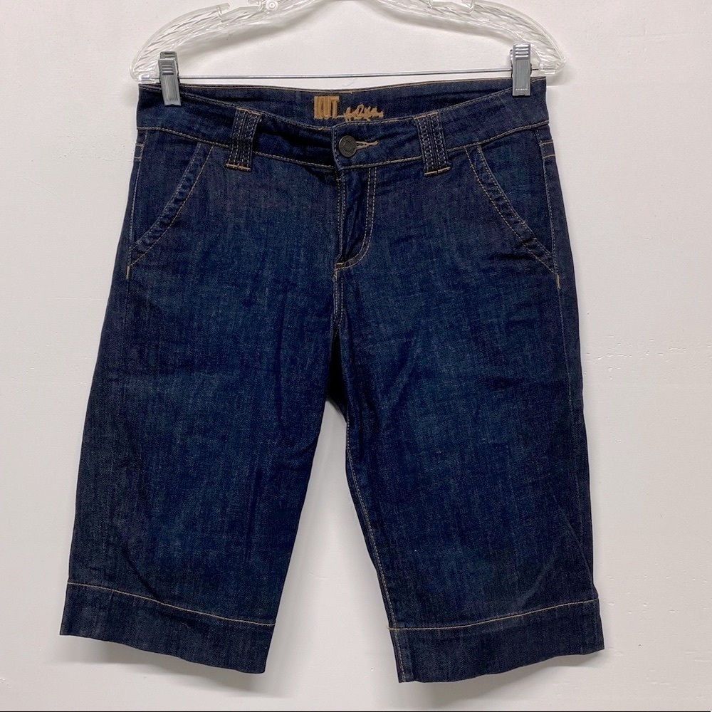 Kut From The Kloth Dark Wask Denim Bermuda Long Shorts Women's size Medium 6